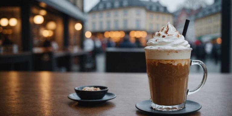 Erfrischender Eiskaffee mit Eiswürfeln und Sahne