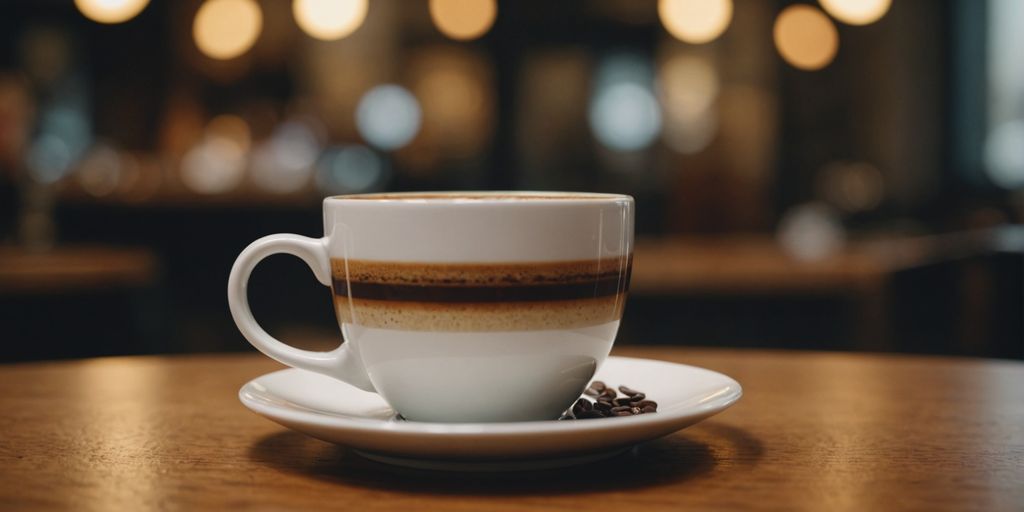 Kaffee und Gehirn-Symbol auf einem Tisch, mentale Gesundheit.